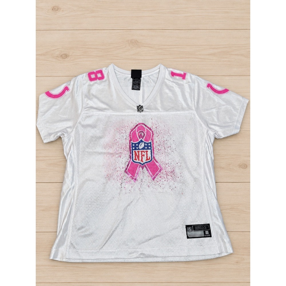 NFL Team Apparel Peyton Manning Indianapolis Colts Pink Ribbon Jersey Womens XL